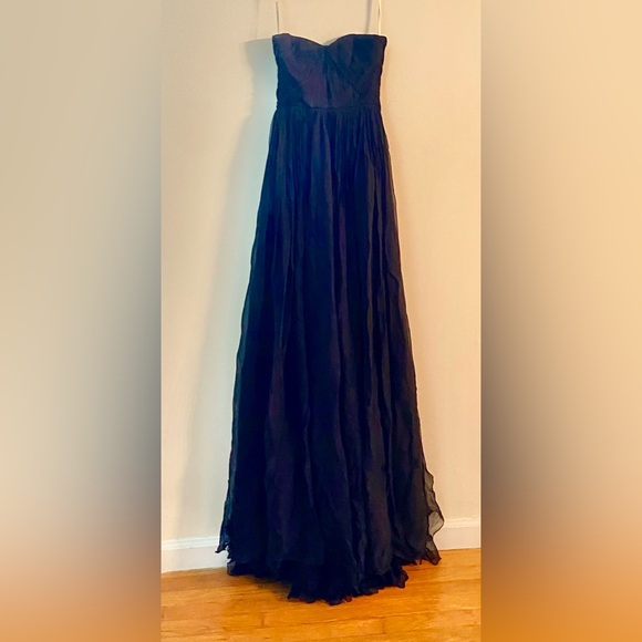 Maria Lucia Hohan Strapless Black Silk Chiffon Gown with Side Slit Size 34 (XS) - Picture 9 of 9